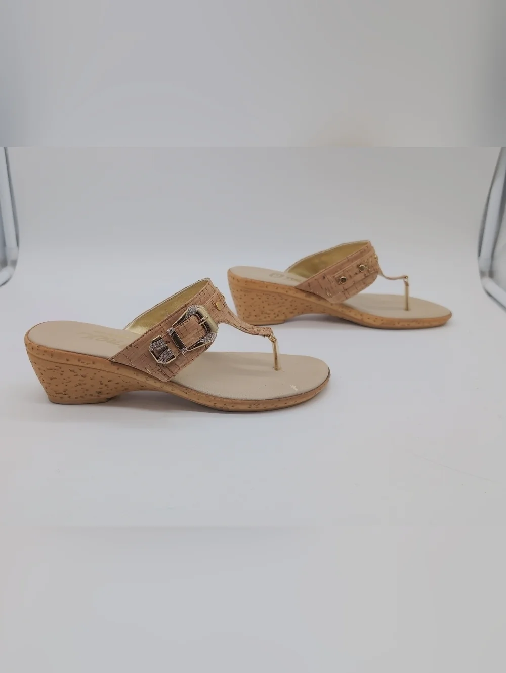 Onex Bashful Sz 8 Buckle Women’s Cork Wedge Sandals - Tan